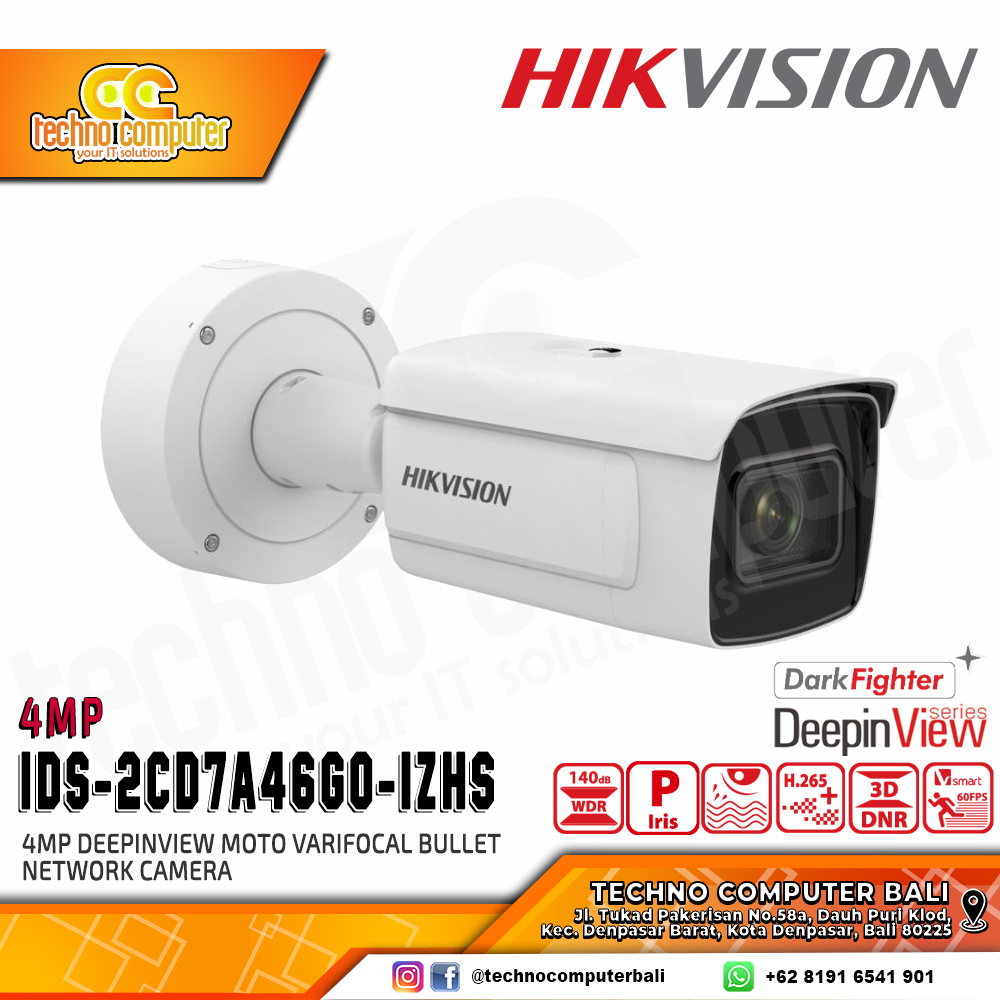 HIKVISION iDS-2CD7A46G0-IZHS 4MP (2.8-12mm) OUTDOOR DeepinView Moto Varifocal Bullet Network Camera 