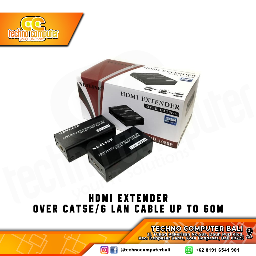 NETLINE HDMI Extender 60M single CAT5e/6 RJ45 60 Meter