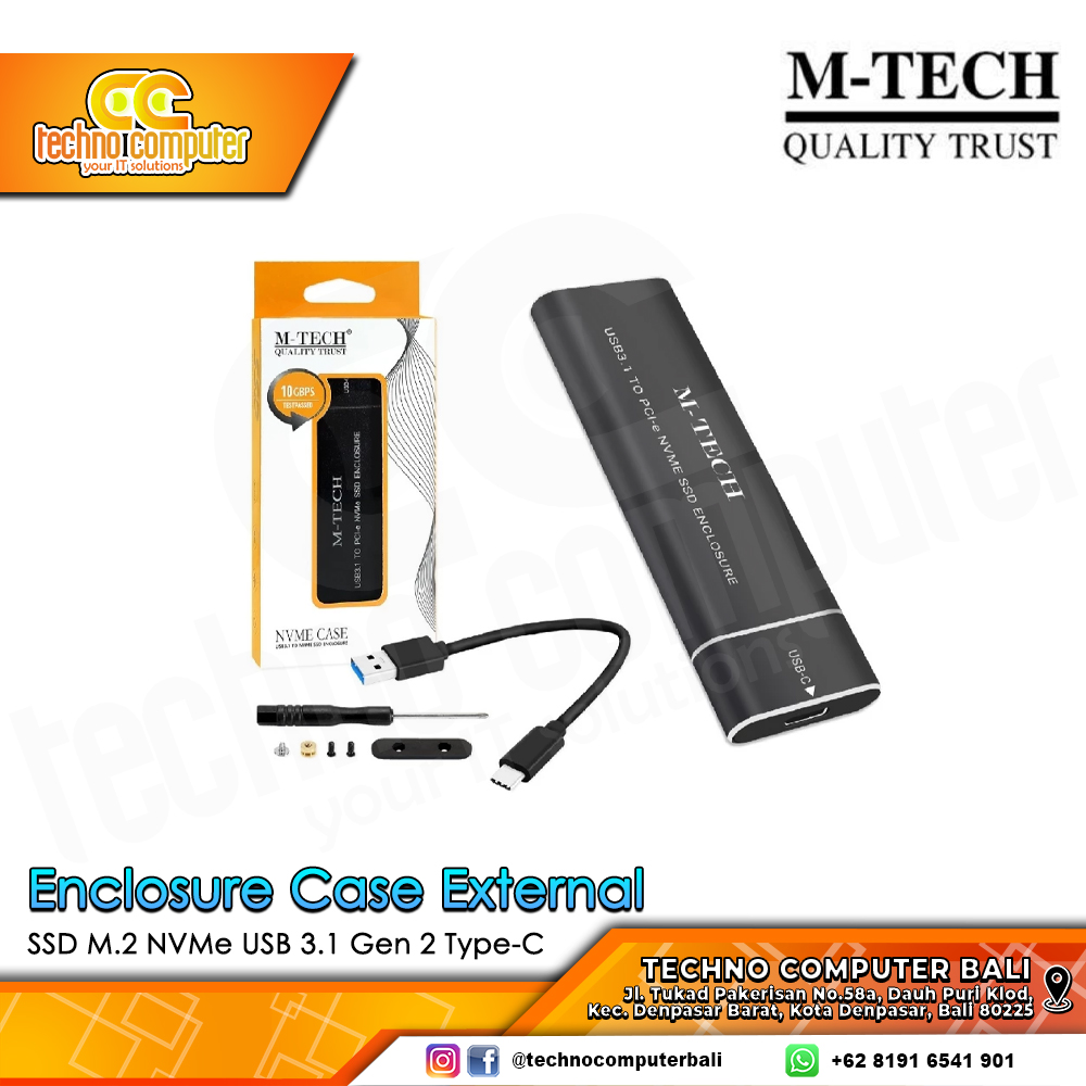 M-TECH Enclosure Case External SSD M.2 NVMe USB 3.1 Gen 2 Type-C