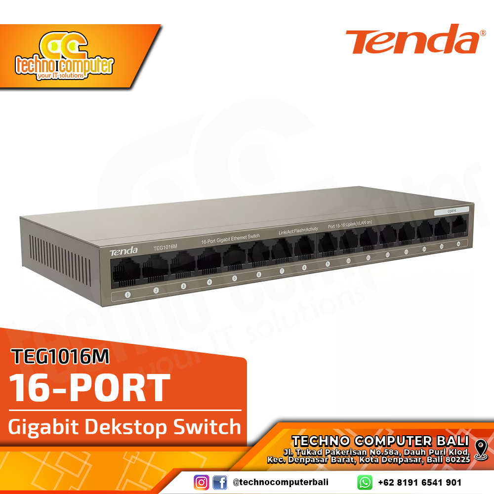 SWITCH HUB TENDA TEG1016M 16 Port Gigabit Desktop Switch