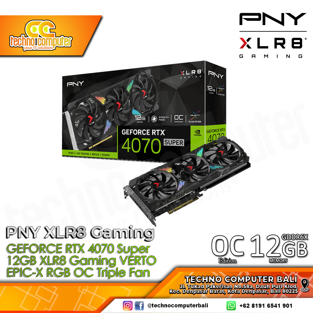 PNY NVIDIA GeForce RTX 4070 SUPER XLR8 Gaming VERTO OC Edition 12GB GDDR6X