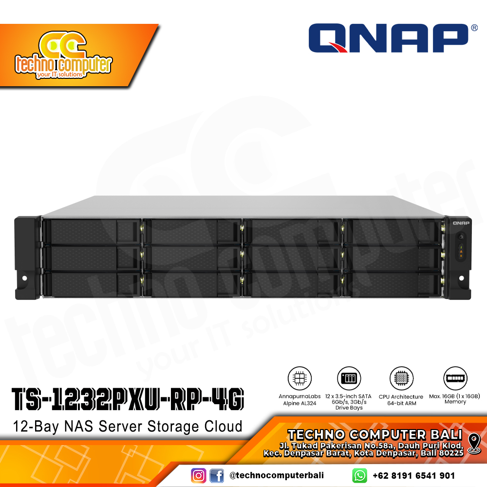 QNAP TS-1232PXU-RP-4G | 12 Bay 10GbE SFP+ 3U Rackmount