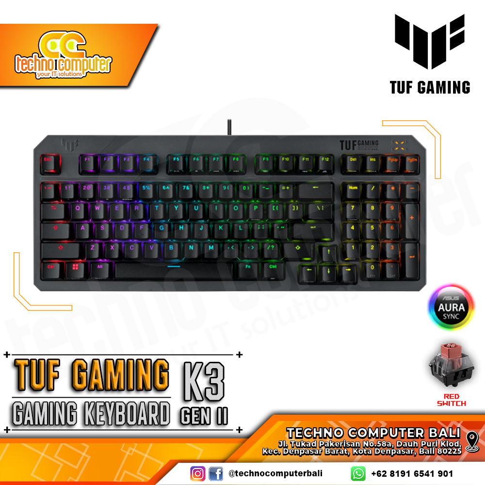 ASUS RA07 TUF Gaming K3 Gen II - Mechanical Red Switch - Gaming Keyboard