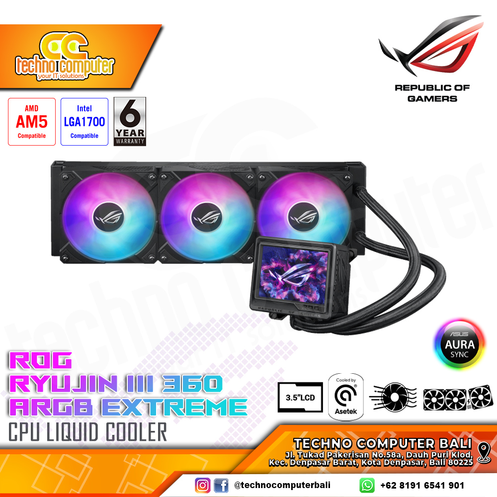 ASUS ROG RYUJIN III 360 ARGB Extreme with LCD Display - CPU Cooler - 360mm AIO Liquid Cooler