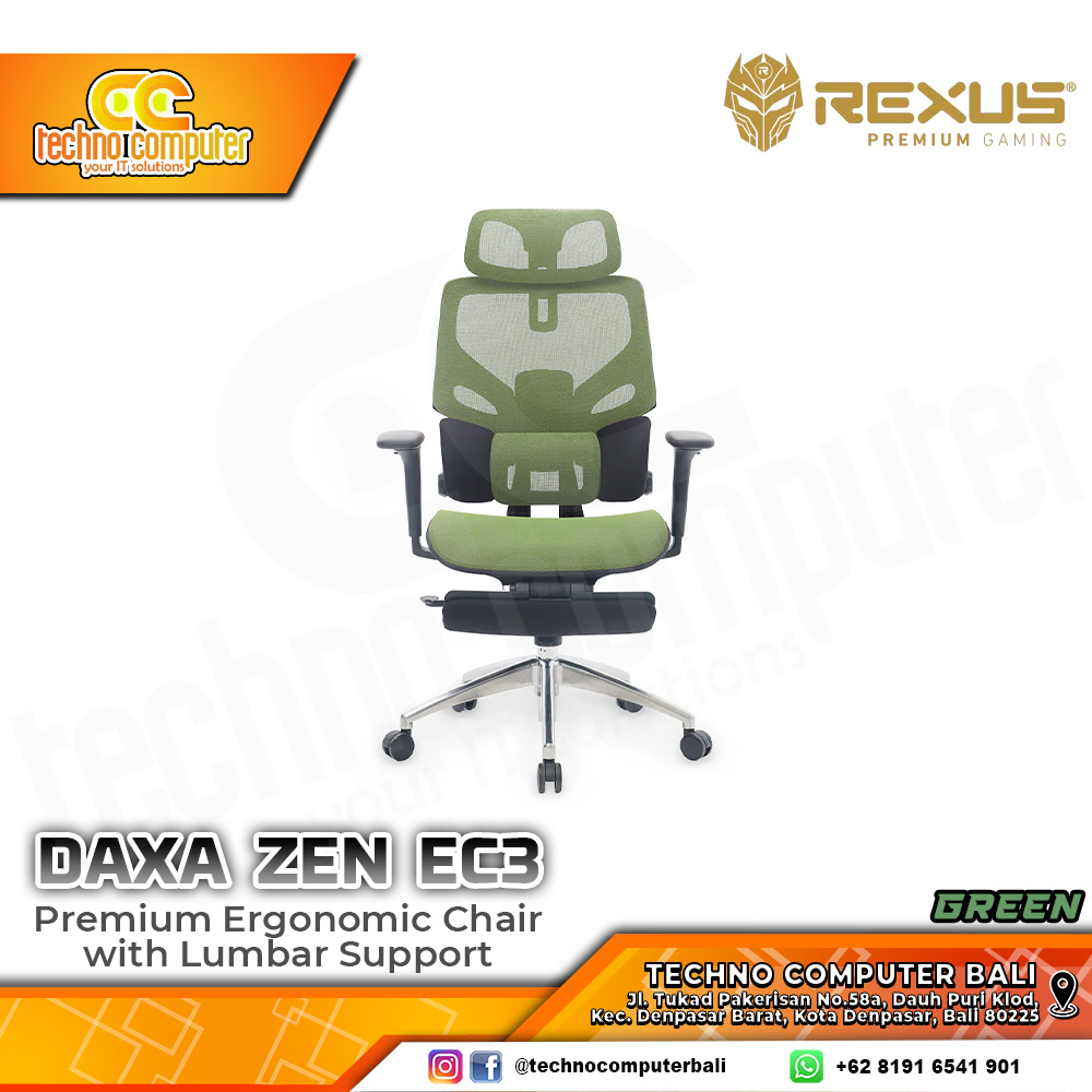 KURSI OFFICE REXUS DAXA ZEN DX-EC3 ERGONOMIC CHAIR - GREEN