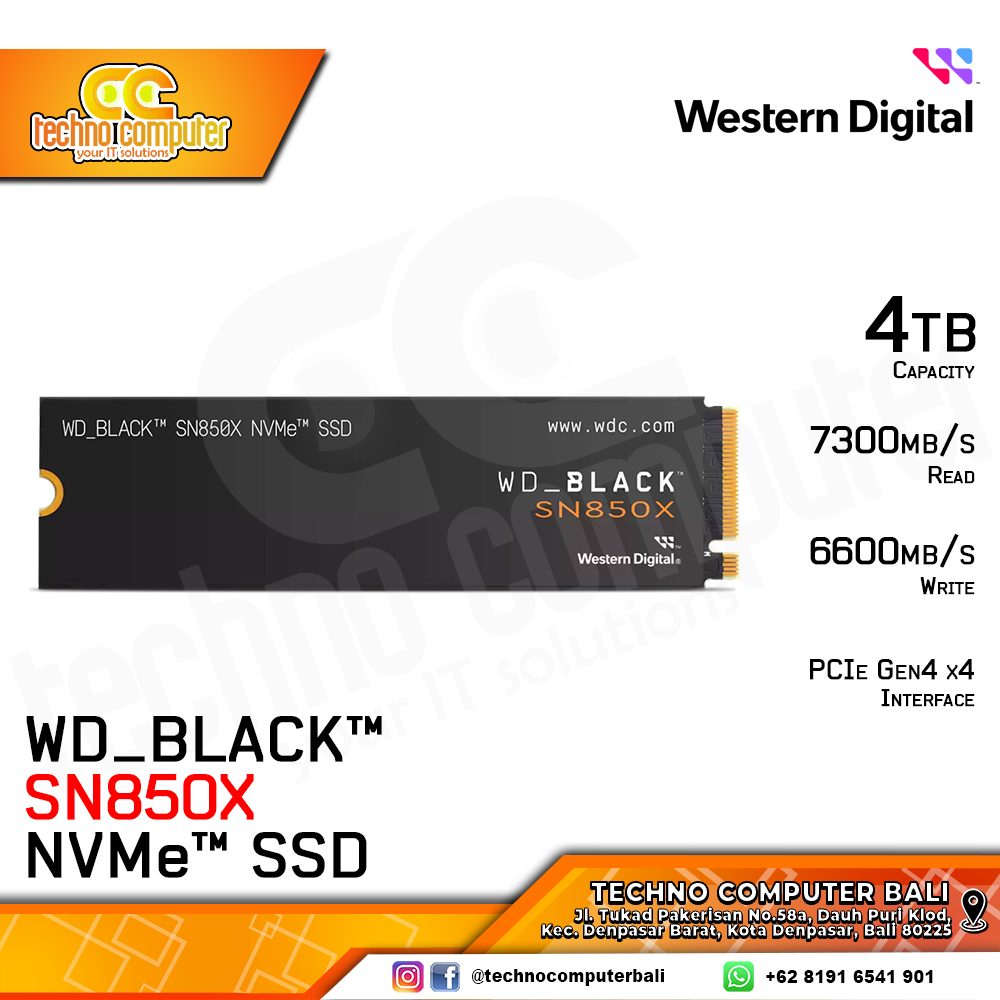 SSD WD BLACK SN850X M.2 NVMe 2280 PCIe Gen4 x4 - 4TB