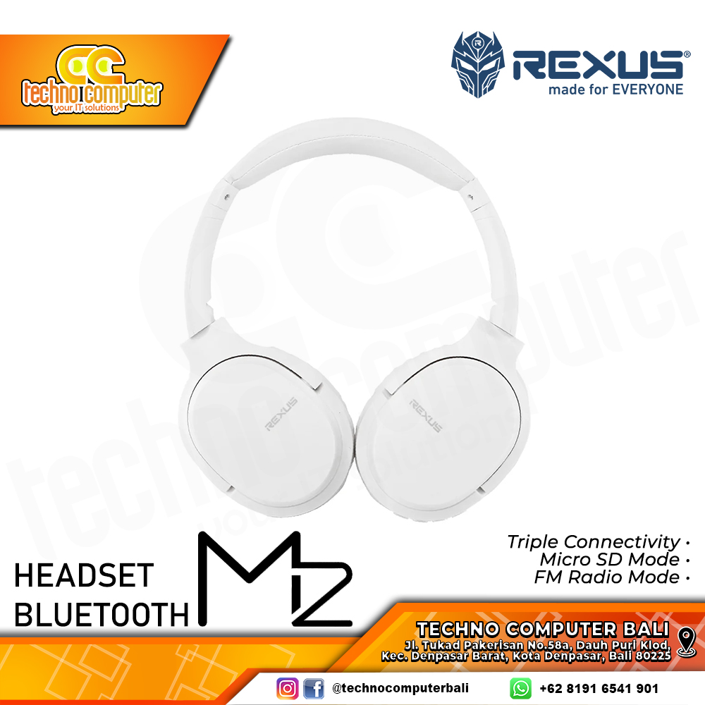 HEADSET REXUS M2 White Wireless Bluetooth - Headset