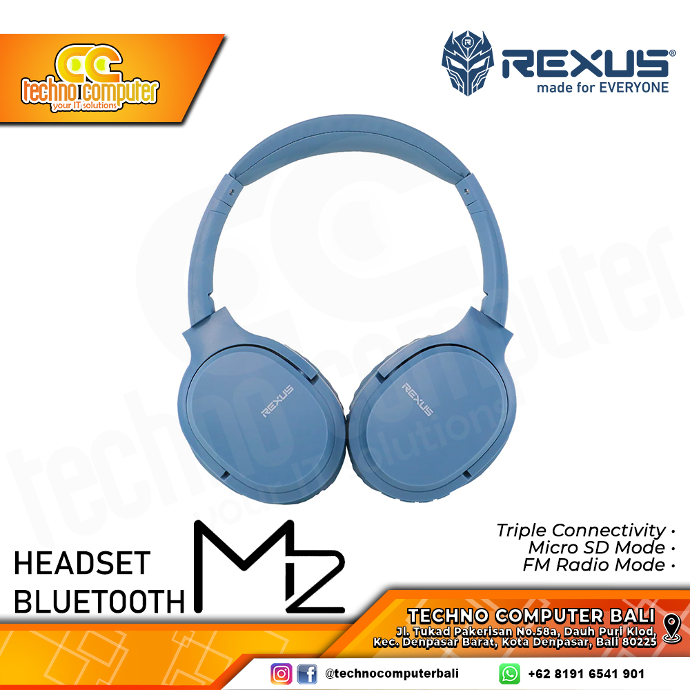 HEADSET REXUS M2 Blue Wireless Bluetooth - Headset