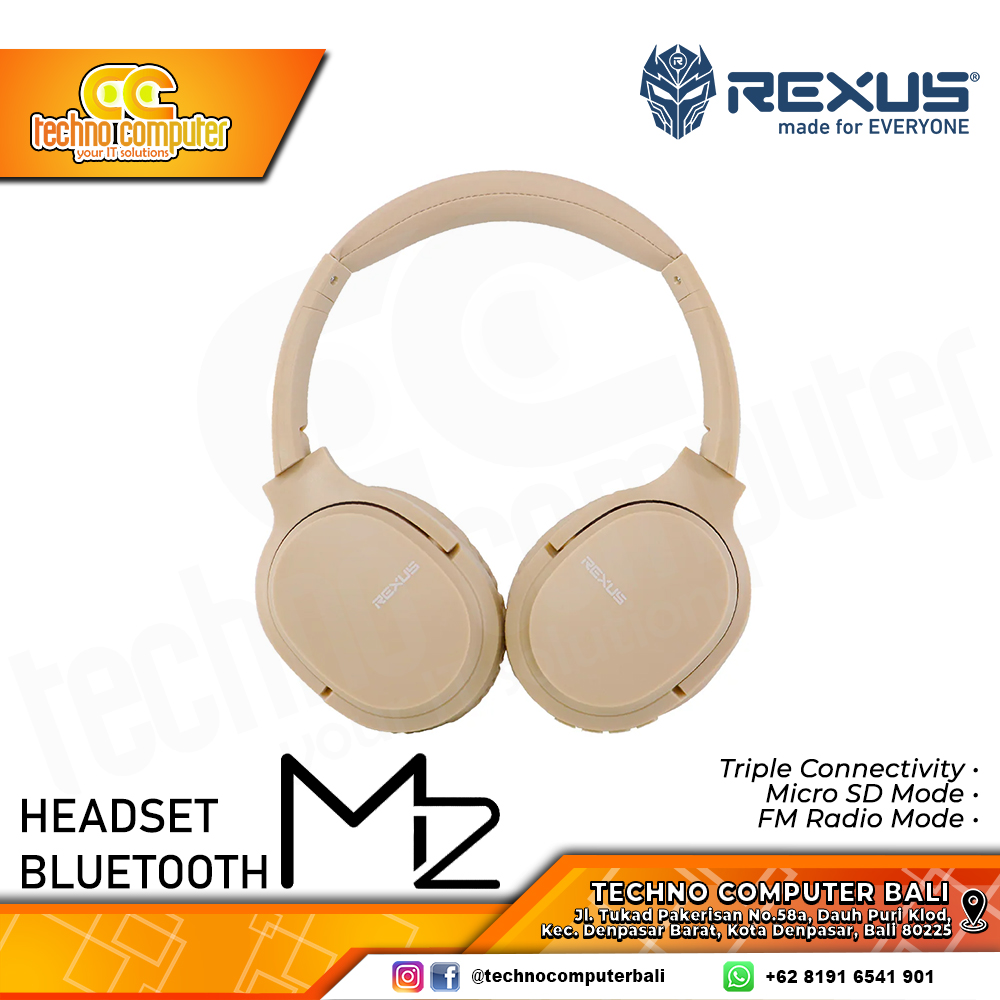 HEADSET REXUS M2 Beige Wireless Bluetooth - Headset