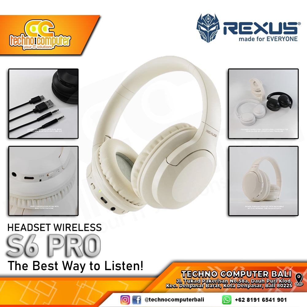 HEADSET REXUS RX-S6 PRO with ANC Cream Wireless Bluetooth - Headset