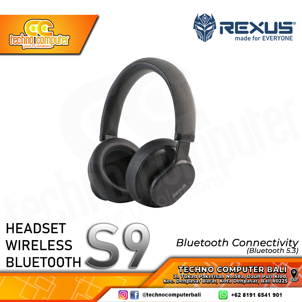 HEADSET REXUS RX-S9 Touch Black Wireless Bluetooth - Headset