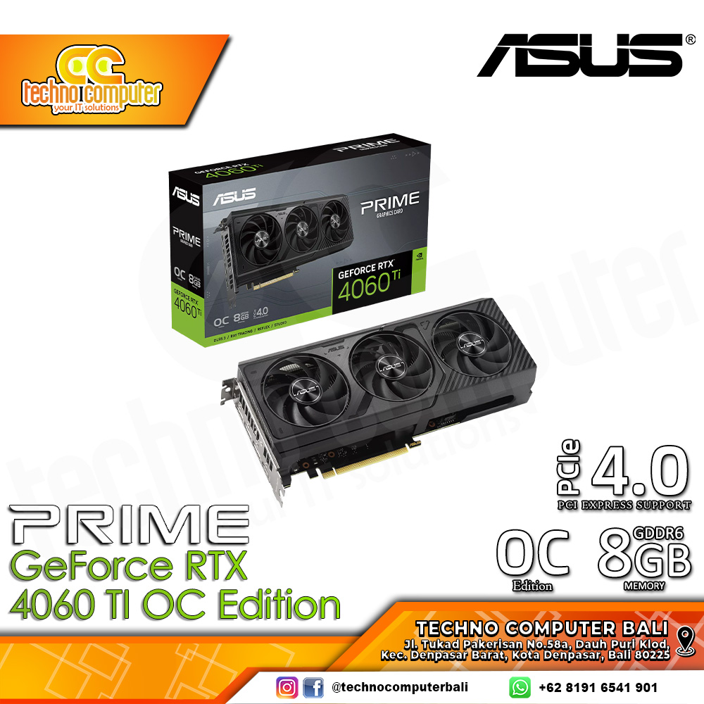 ASUS PRIME NVIDIA GeForce RTX 4060 Ti OC Edition 8GB GDDR6