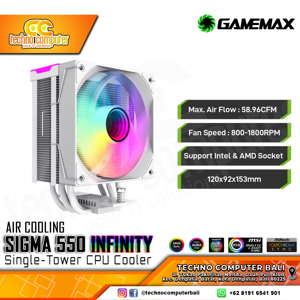GAMEMAX SIGMA 550 INFINITY WHITE - CPU Cooler - 120mm Air Cooler
