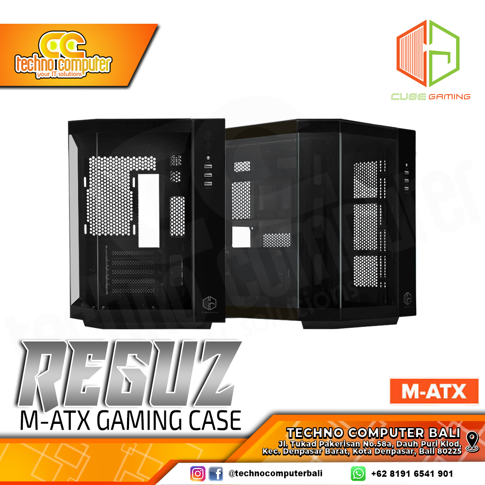 CASING CUBE GAMING REGUZ Black - Mid Tower mATX Case Tempered Glass