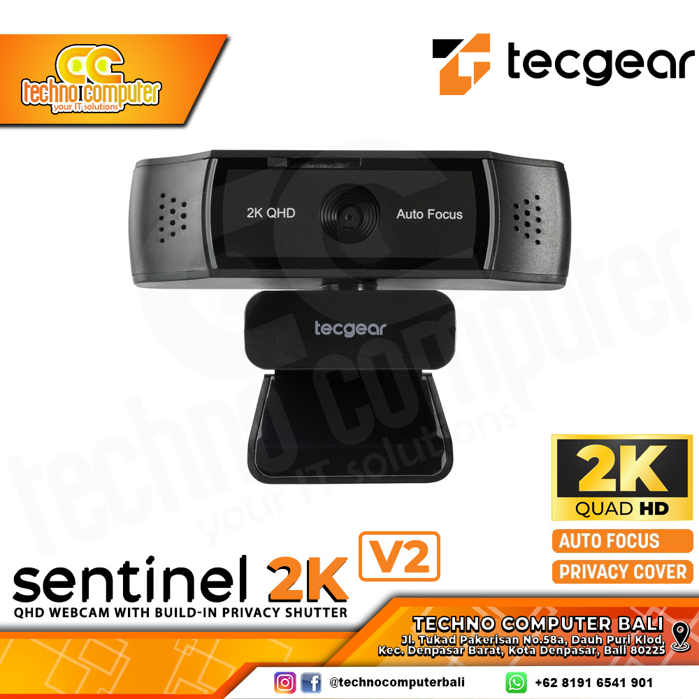 TECGEAR Sentinel 2K V2 - 2K 1944p 30Fps Auto Focus Webcam