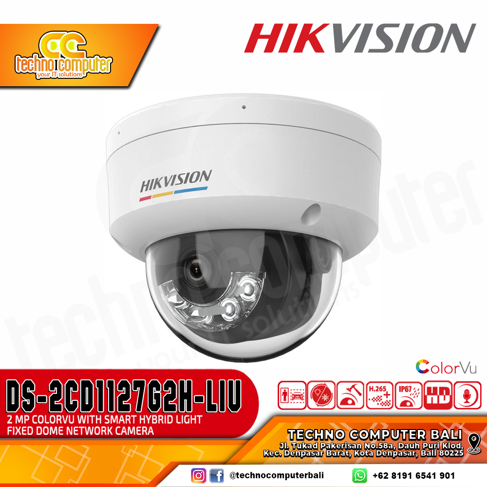 HIKVISION DS-2CD1127G2H-LIU 2MP (2.8mm) INDOOR with Smart Hybrid Light Fixed Dome Network Camera CCT