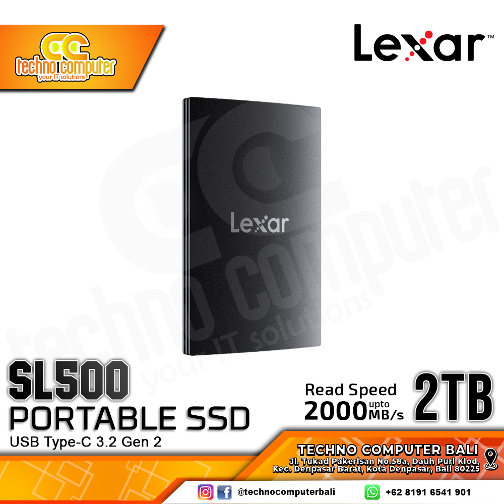 SSD EXTERNAL LEXAR SL500 PORTABLE SSD - Up to 2000MB/s, USB Type-C 3.2 - 2TB