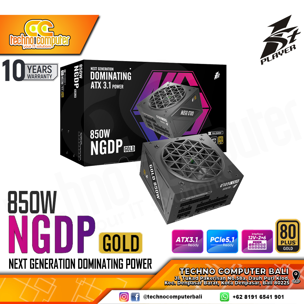 1ST PLAYER NGDP ATX 3.1 850W 80+ Gold ATX 3.1/PCIe 5.1 Black - Full Modular