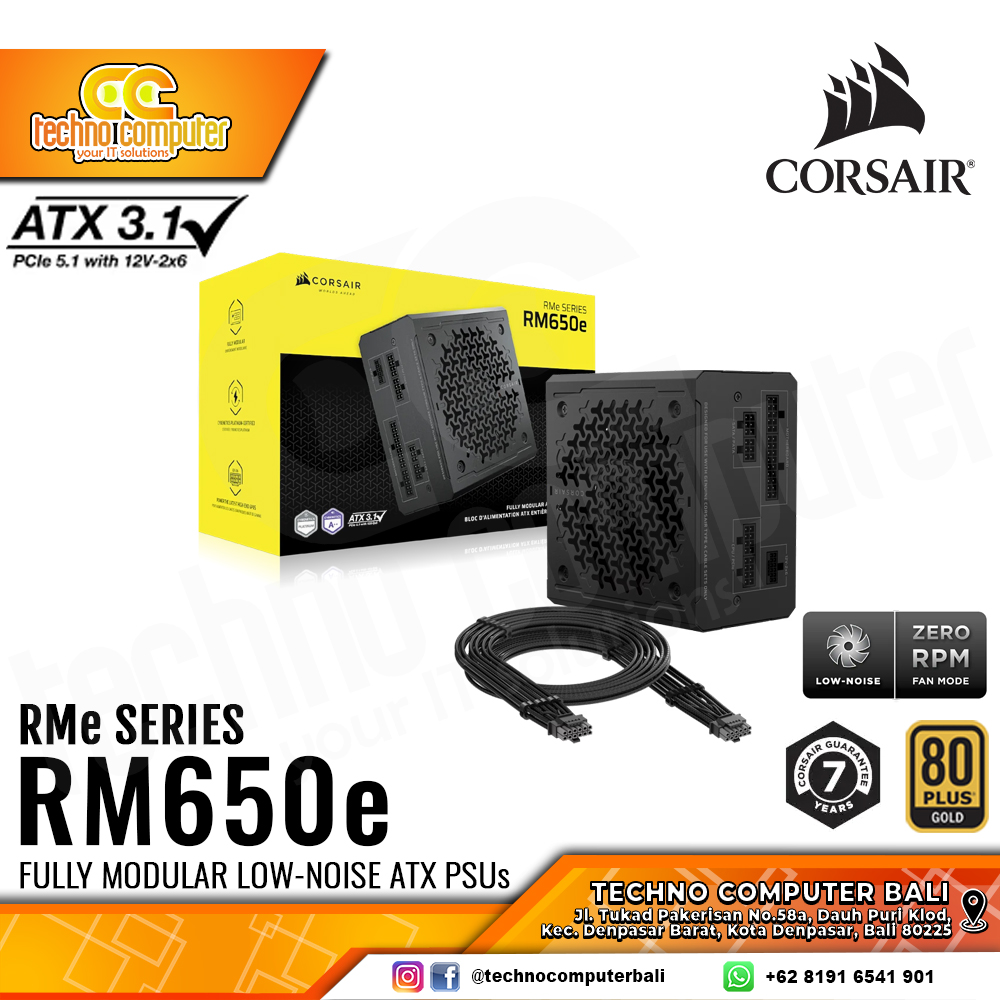 CORSAIR RM650e 650W 80+ Gold ATX 3.1/PCIe 5.1 - Full Modular