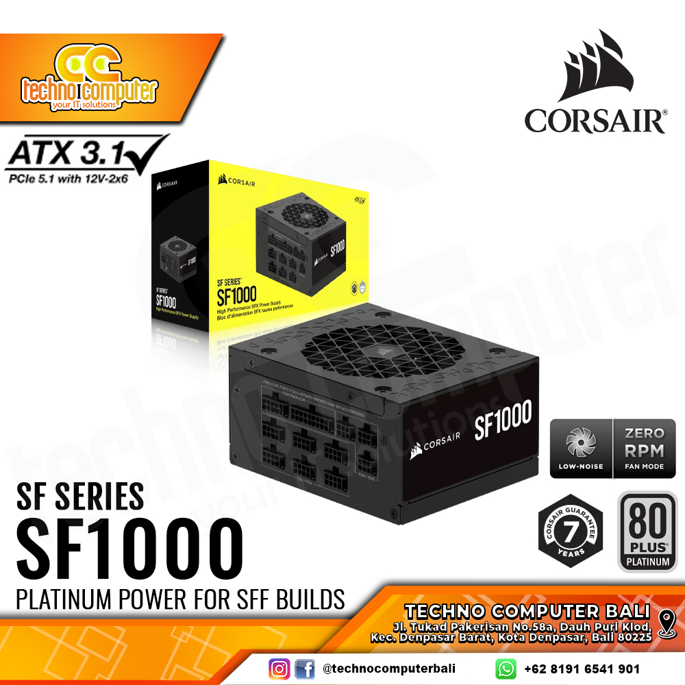CORSAIR SF1000 (2024) 1000W 80+ Platinum ATX 3.1/PCIe 5.1 - Full Modular