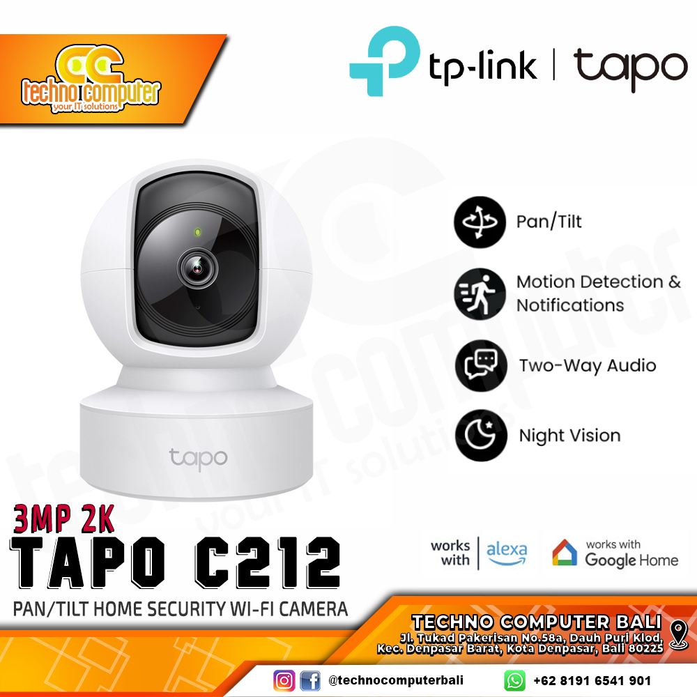 TP-Link Tapo C212 2K 3MP CCTV Pan/Tilt Home Security Wi-Fi Camera
