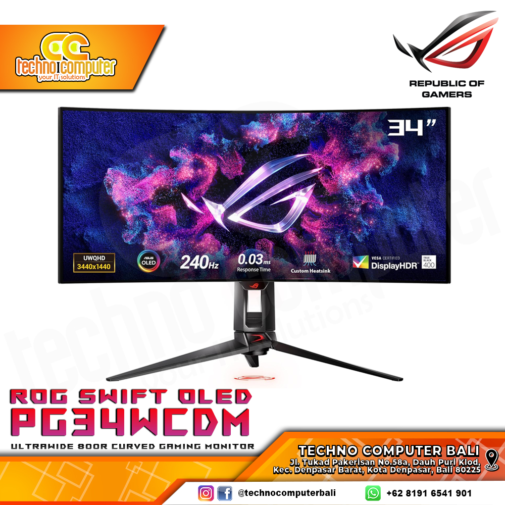 ASUS ROG Swift OLED PG34WCDM Curved Gaming Monitor - 34 inch, 4K (3440x1440), OLED, 240Hz, 0.03ms
