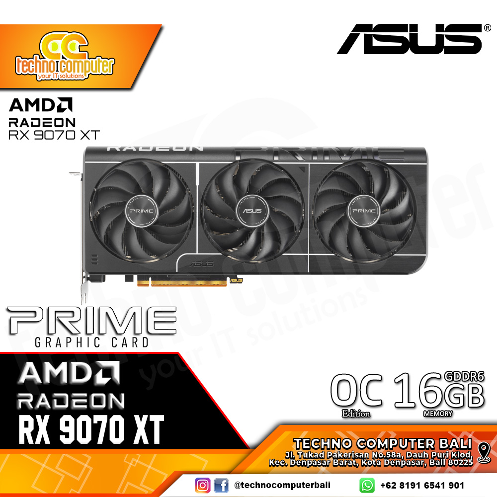 ASUS PRIME AMD RADEON RX 9070 XT OC Edition 16GB GDDR6