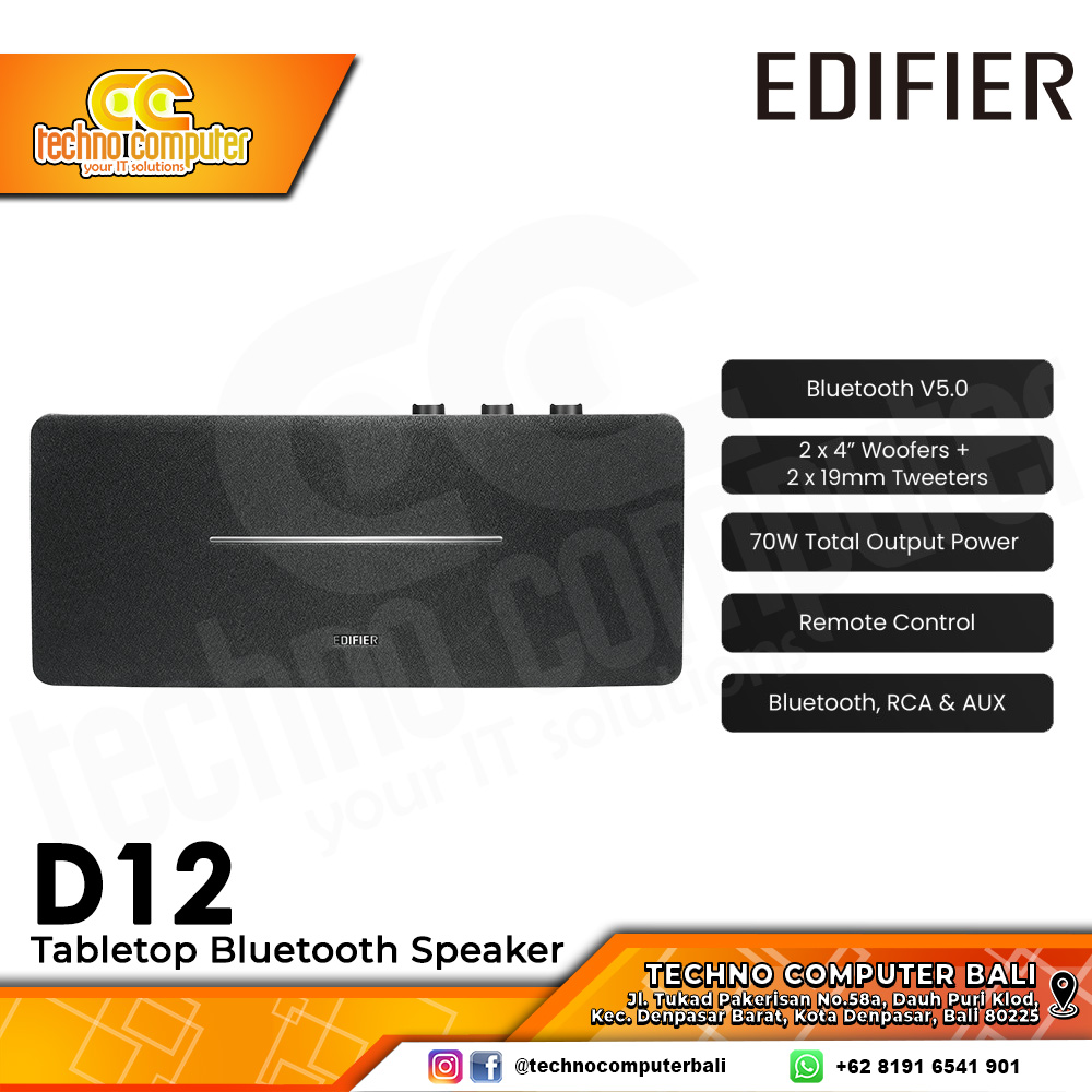 SPEAKER EDIFIER D12 Tabletop Bluetooth Speaker - Black