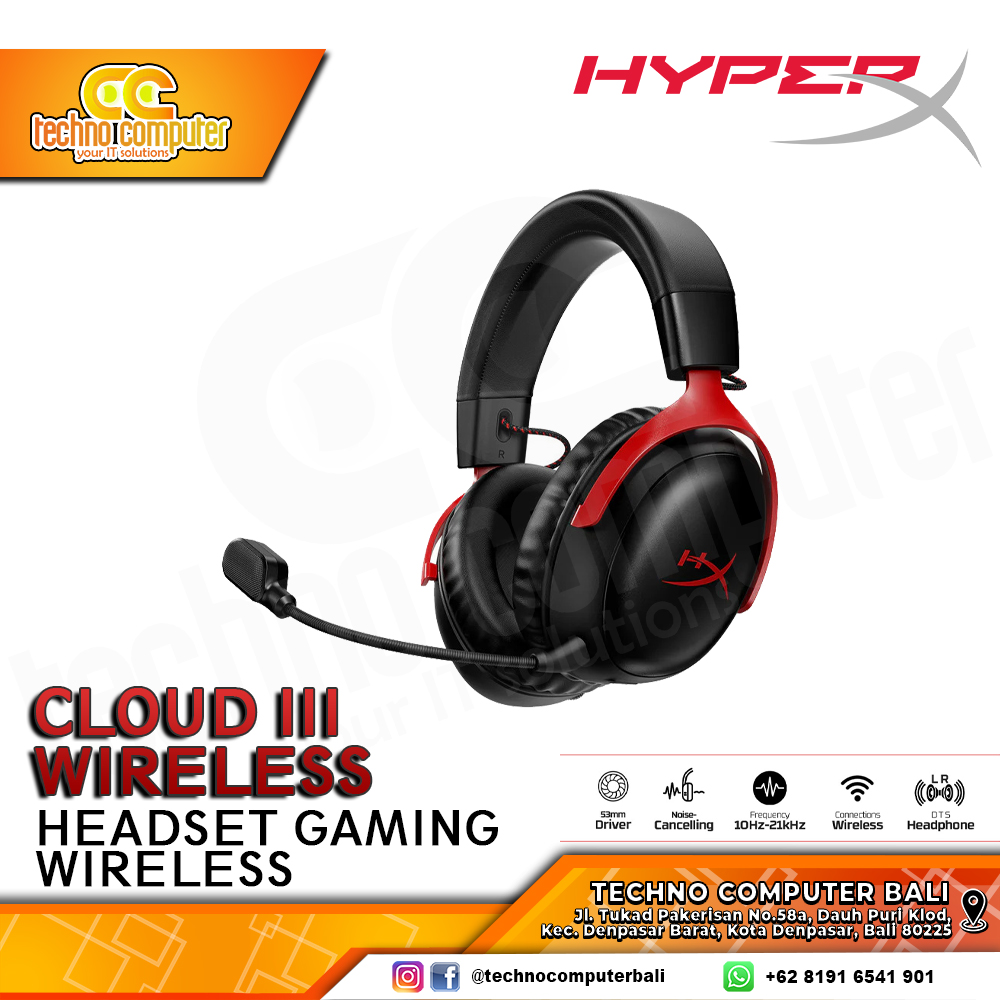 HEADSET HyperX Cloud III Wireless - Gaming Headset Wireless (Black/Red)