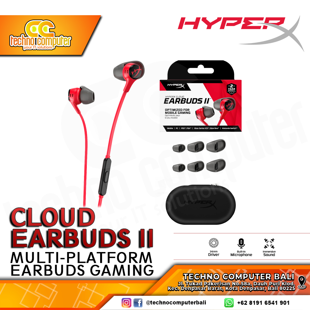 EARPHONE HyperX Cloud Earbuds II - Gaming Earbuds (Red)