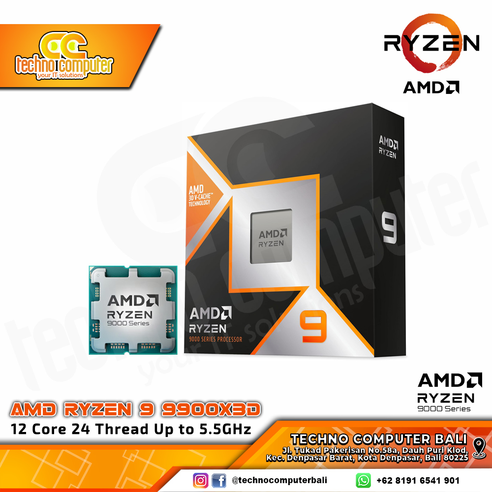 PROCESSOR AMD RYZEN 9 9900X3D - 12 Core 24 Thread Up to 5.5GHz - Socket AM5