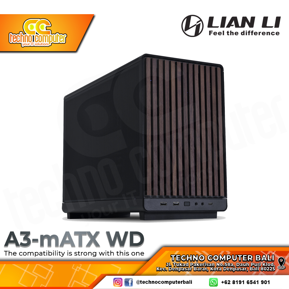 CASING LIAN LI A3-mATX-WD Black - Mini Tower Steel Mesh mATX Case