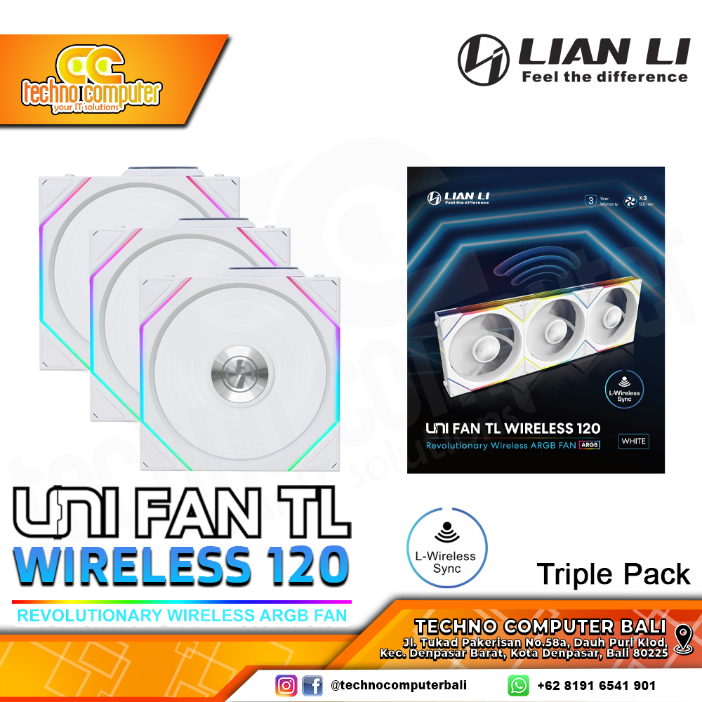 FAN CASING LIAN LI UNI FAN TL 120 Wireless White - 120mm Triple Pack ARGB Fan