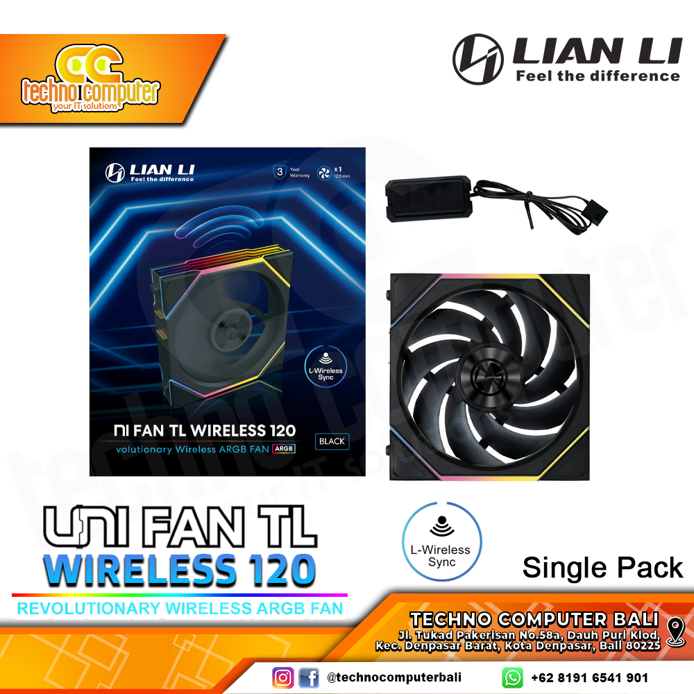 FAN CASING LIAN LI UNI FAN TL 120 Wireless Black - 120mm Single Pack ARGB Fan