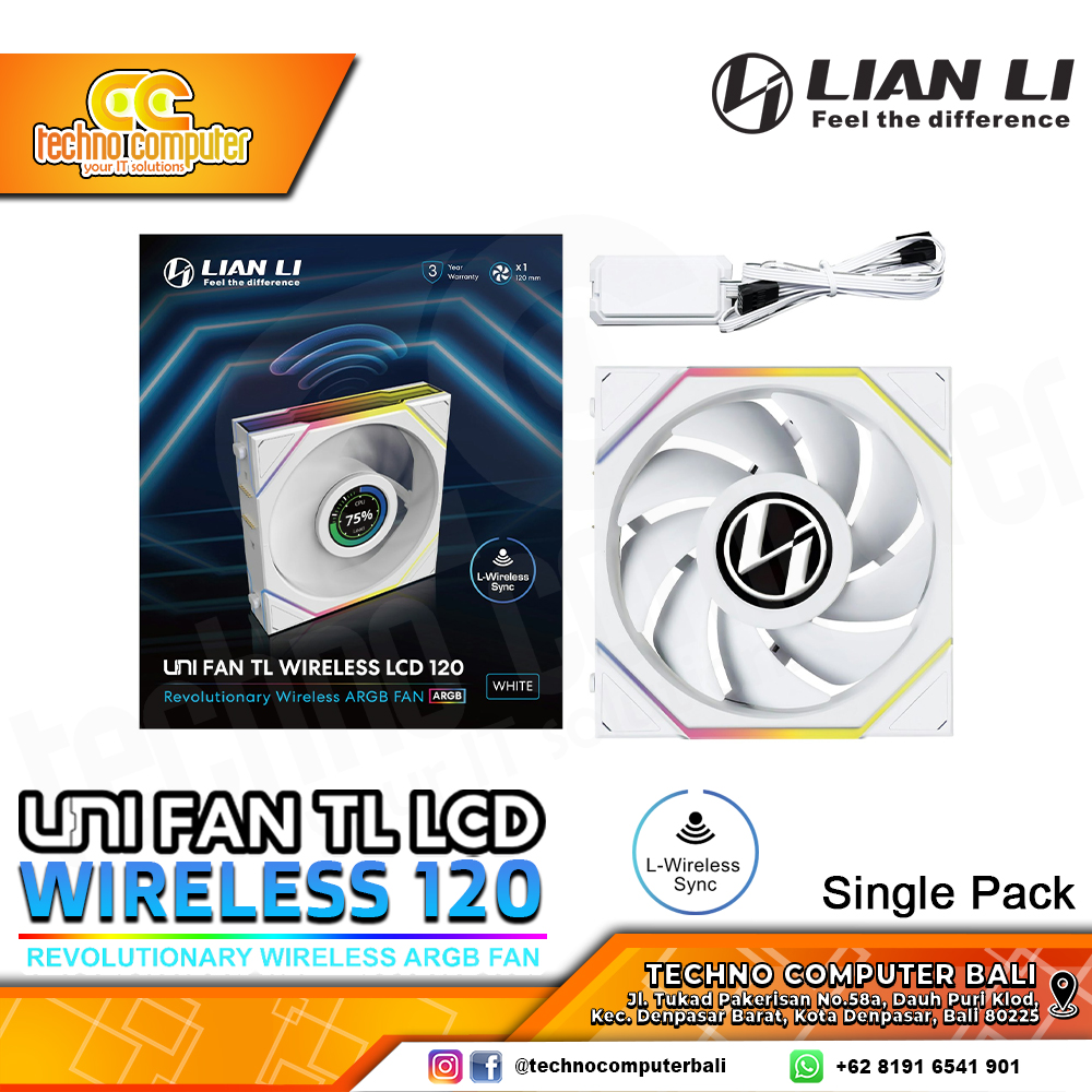 FAN CASING LIAN LI UNI FAN TL LCD 120 Wireless White - 120mm Single Pack ARGB Fan