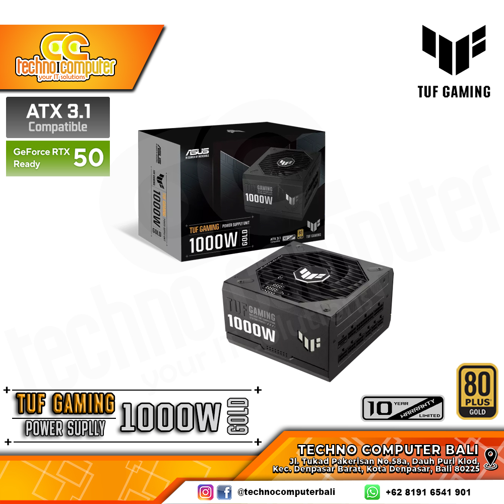 ASUS TUF GAMING-1000G 1000W 80+ Gold ATX 3.1/PCIe 5.1 - Full Modular