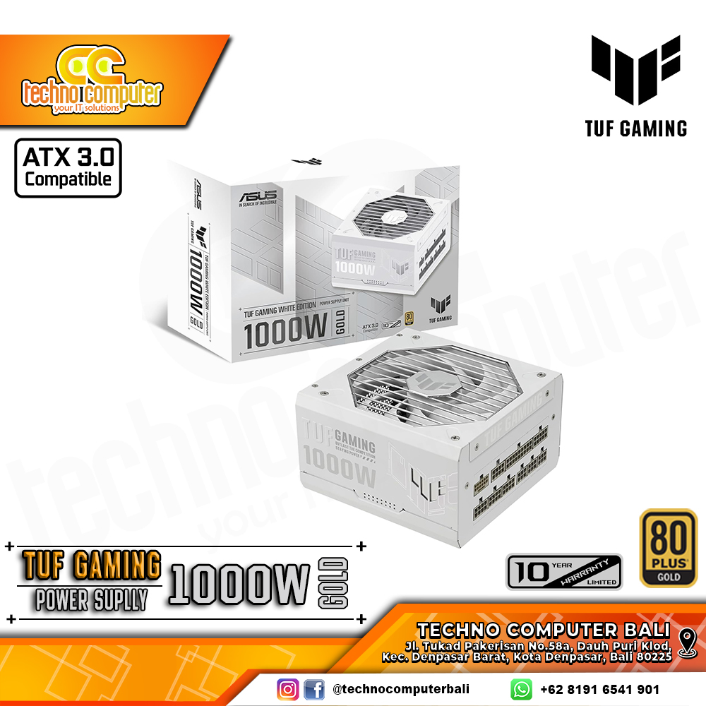 ASUS TUF GAMING-1000G 1000W 80+ Gold ATX 3.0/PCIe 5.0 White - Full Modular