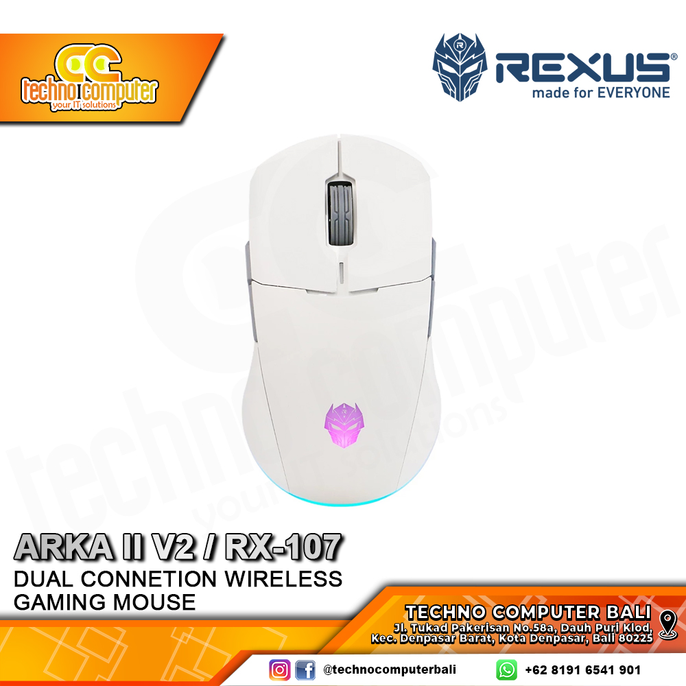 REXUS ARKA II V2 / RX-107 Dual Connection PAW3311 White - Gaming Mouse Wireless
