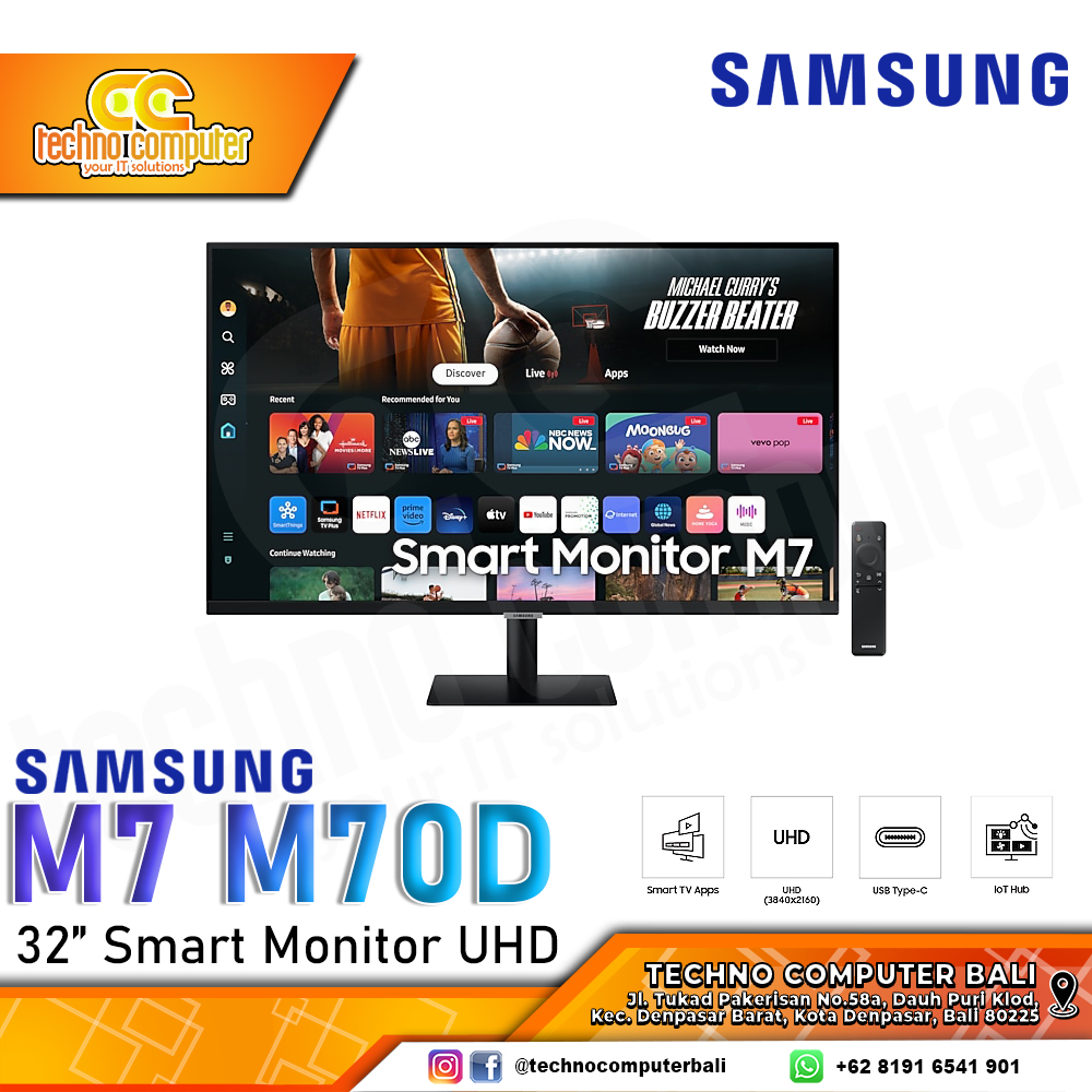 SAMSUNG M7 M70D LS32DM700UEXXD Smart Monitor - 32 inch, 4K (3840 x 2160), VA, 60hHz