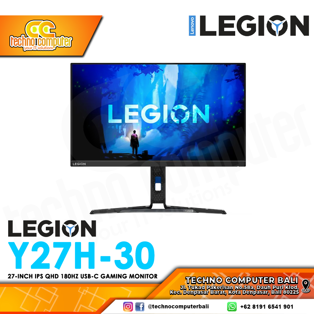LENOVO LEGION Y27h-30 Gaming Monitor - 27 inch, 2K QHD (2560x1440), IPS, 180Hz, 1ms