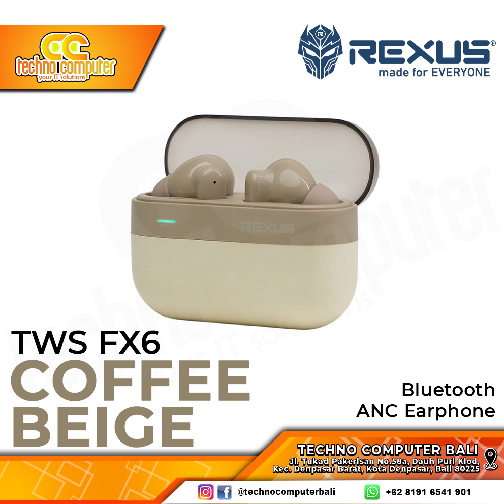 EARPHONE TWS REXUS FX6 ANC Bluetooth - Earphone (Beige)