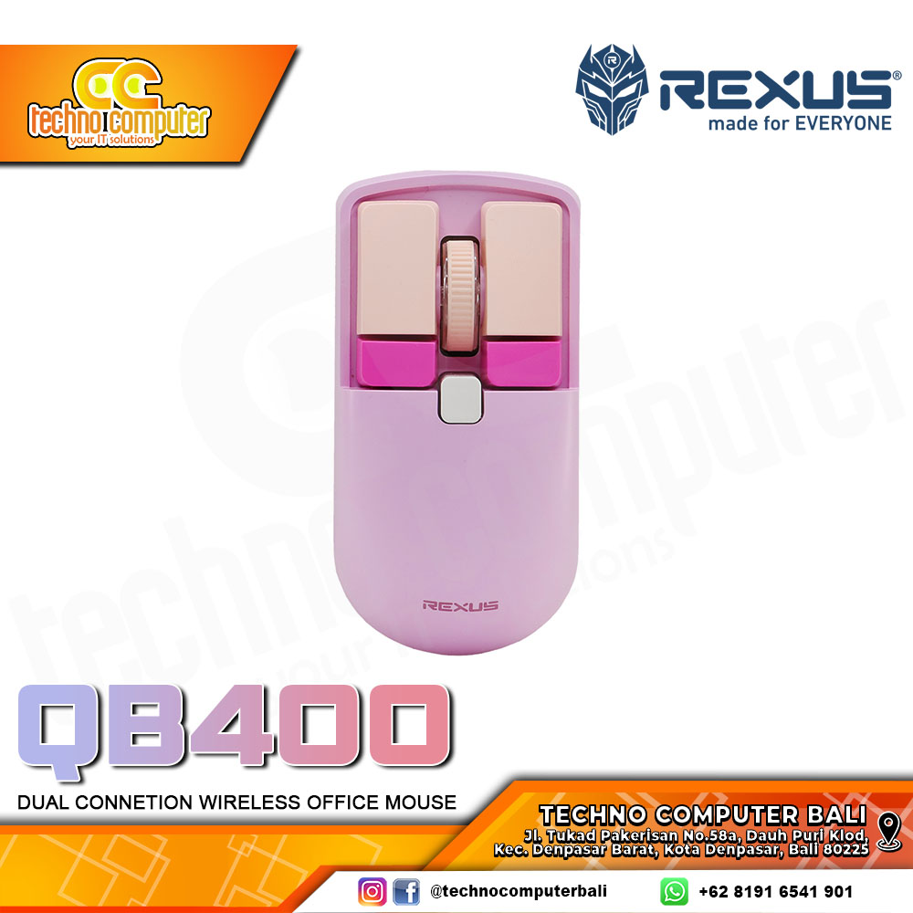 REXUS QB400 Wireless Bluetooth - Office Mouse Wireless (Lilac)