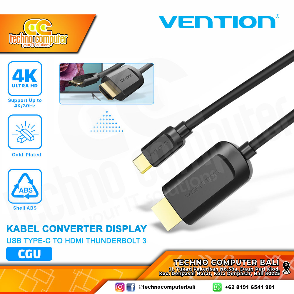 VENTION KABEL CONVERTER DISPLAY - USB Type-C to HDMI Thunderbolt 3 - CGU 1.5M