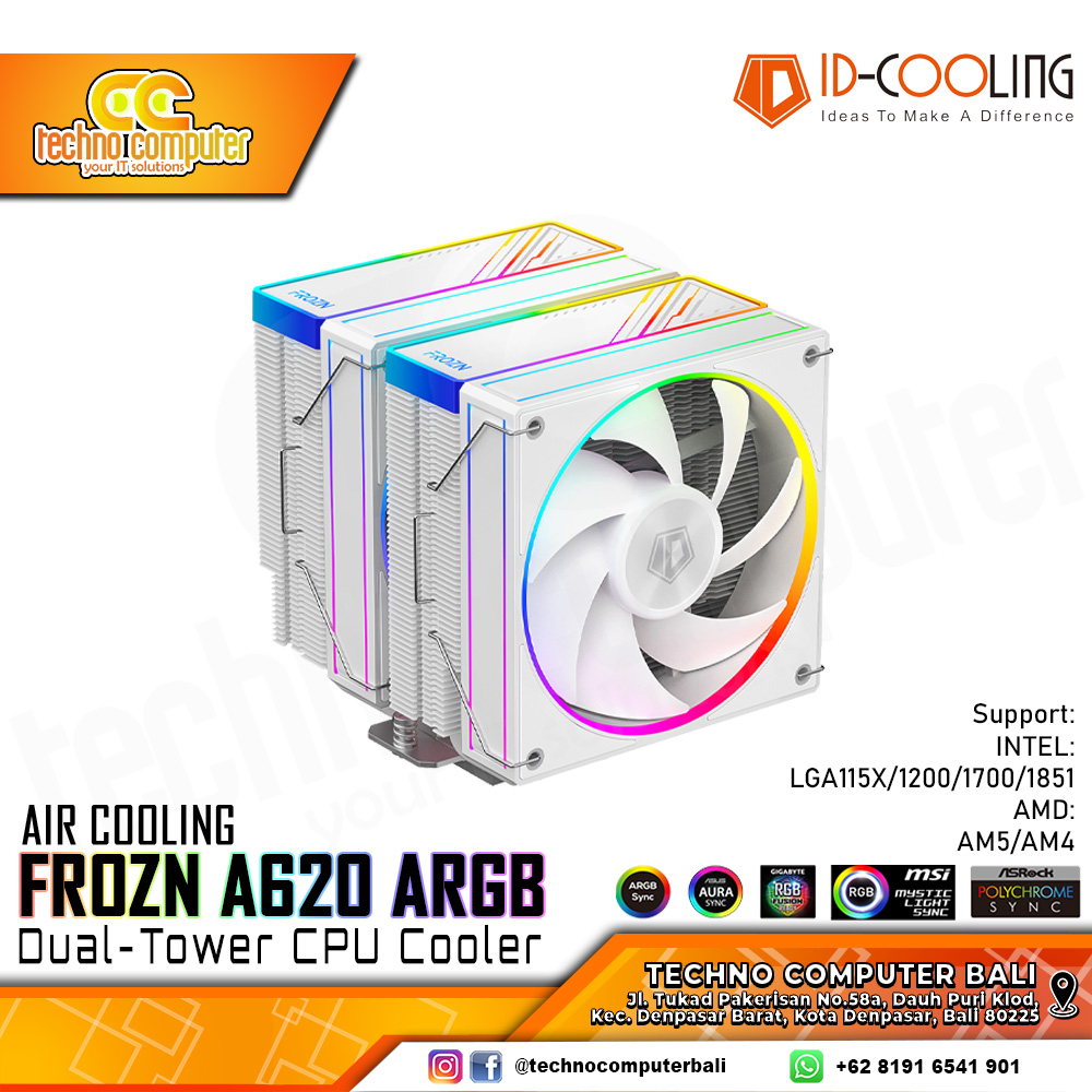 ID-COOLING FROZN A620 ARGB WHITE - CPU Cooler - 120mm Air Cooler