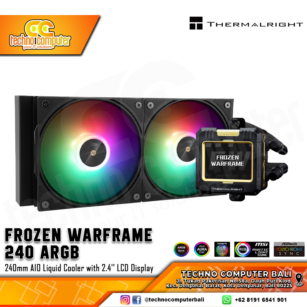 THERMALRIGHT FROZEN WARFRAME 240 ARGB BLACK with LCD Display  - CPU Cooler - 240mm AIO Liquid Cooler