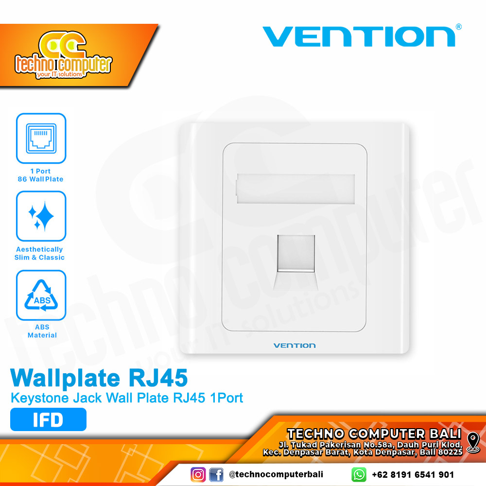VENTION WALL PLATE Keystone Jack Wall Plate RJ45 1Port - IFD