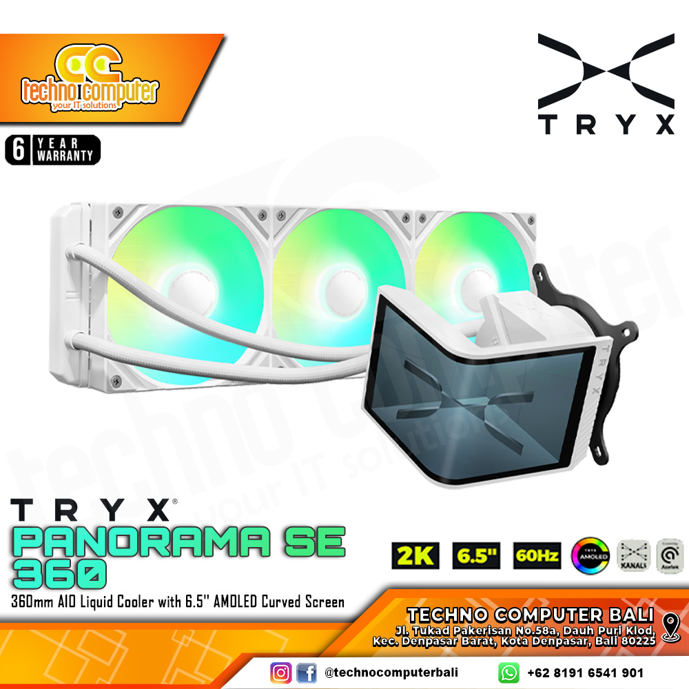 TRYX PANORAMA SE ARGB 360 with 6.5inch LCD Display White - CPU Cooler - 360mm AIO Liquid Cooler
