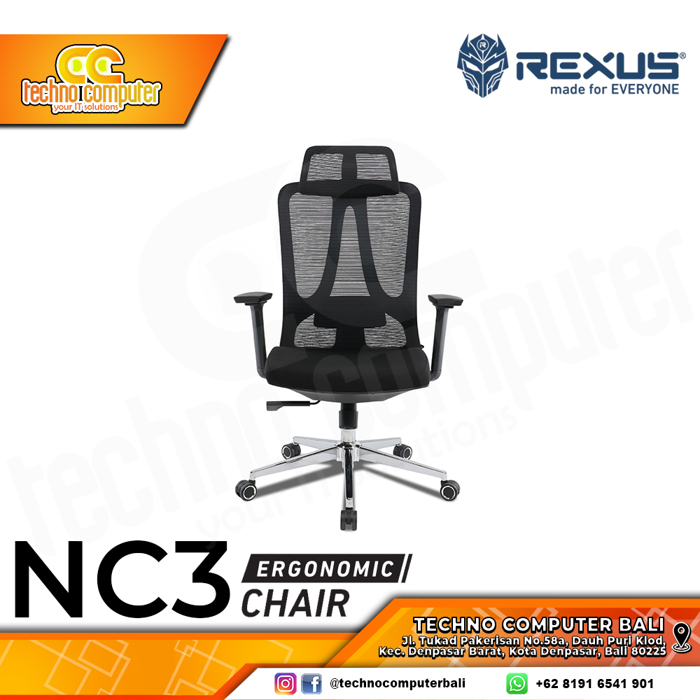 KURSI OFFICE REXUS NC3 ERGONOMIC CHAIR - BLACK