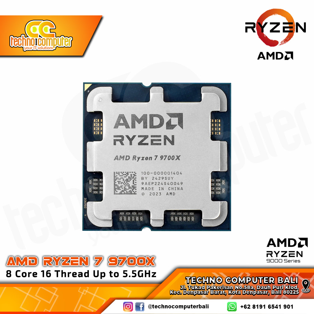 PROCESSOR AMD RYZEN 7 9700X - 8 Core 16 Thread Up to 5.5GHz - Socket AM5 (TRAY)
