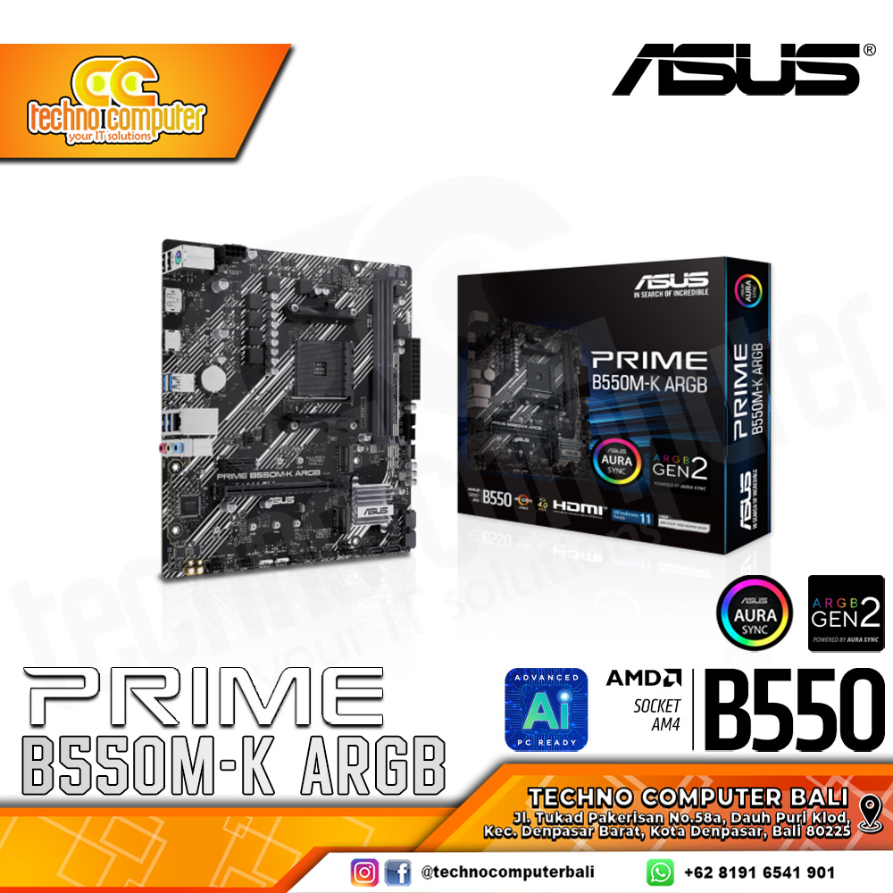 ASUS PRIME B550M-K ARGB - mATX, AM4, B550, DDR4